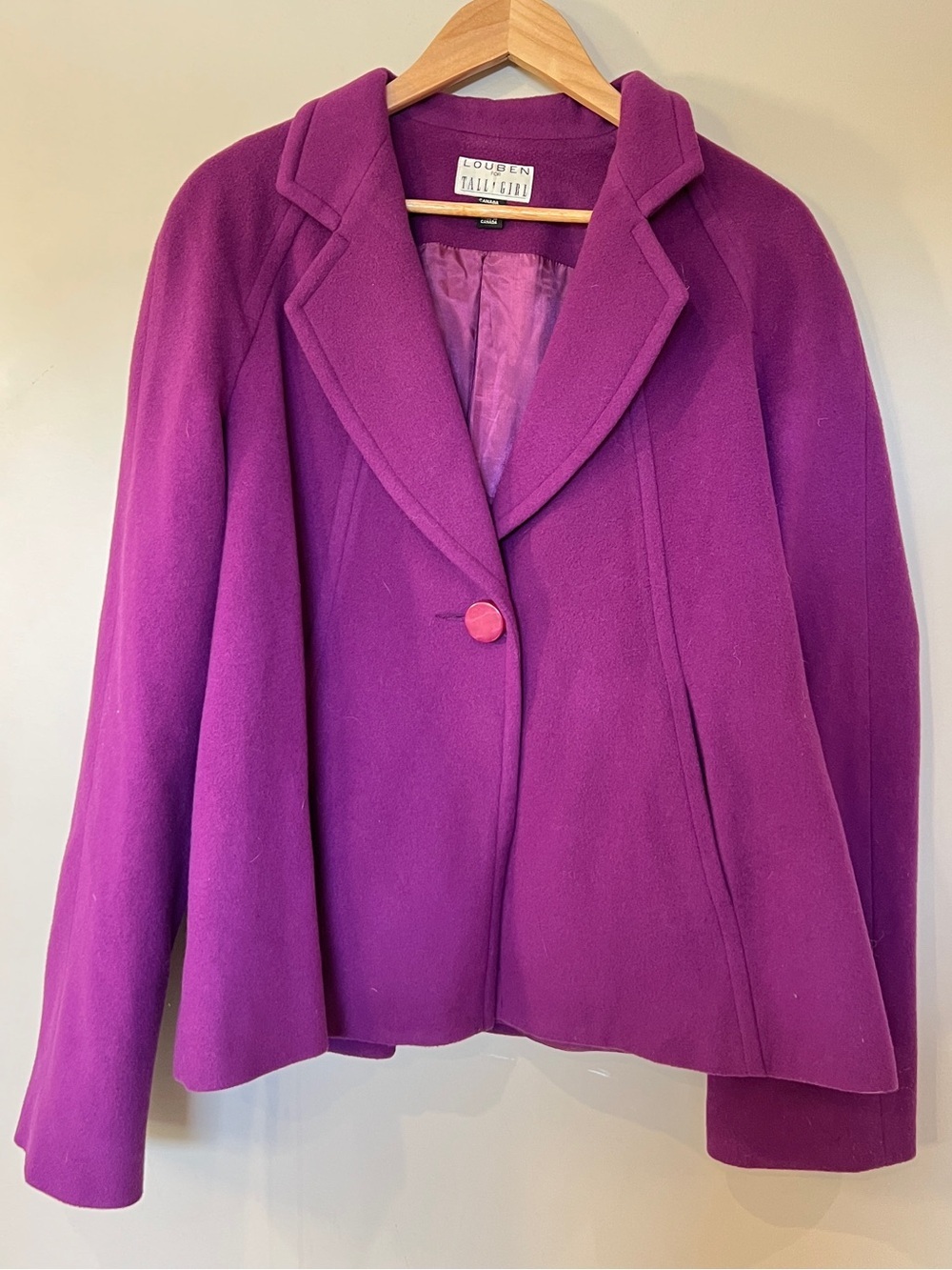 Louben Tall Girl Purple Wool Blend Blazer Jacket Size 12 - Picture 3 of 8